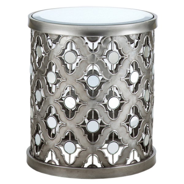 Silver Orchid Olivia Silver Quatrefoil Mirror Accent Table