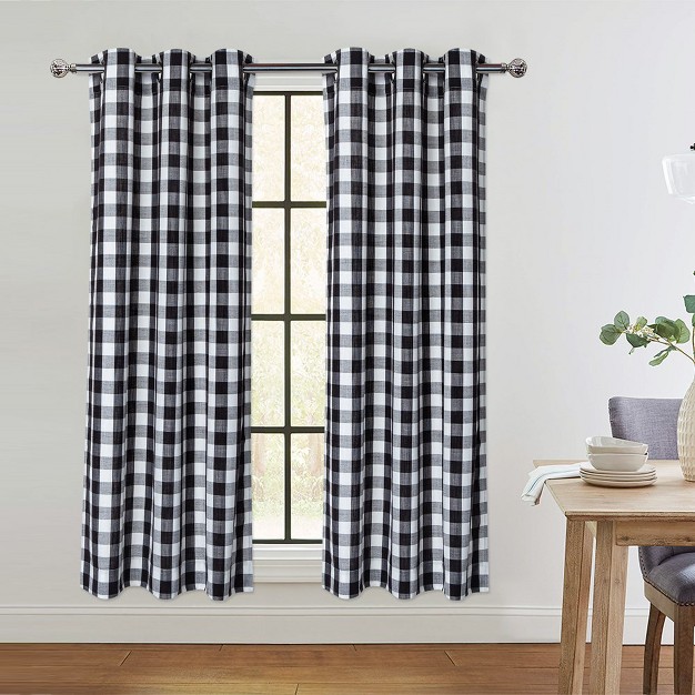 Trinity Buffalo Check Textured Grommet Window Curtains