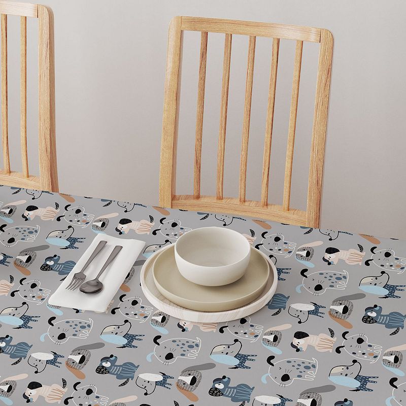 Square Tablecloth， 100% Polyester， 54x54， Cartoon Pets