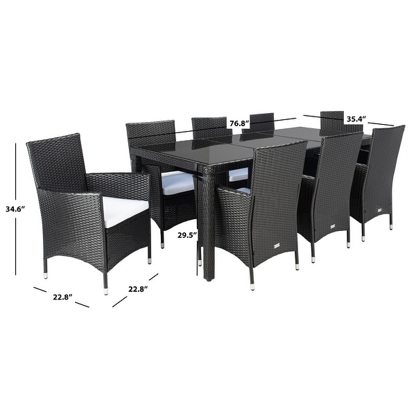 SAFAVIEH Outdoor Hailee 9Piece Wicker Dining Set