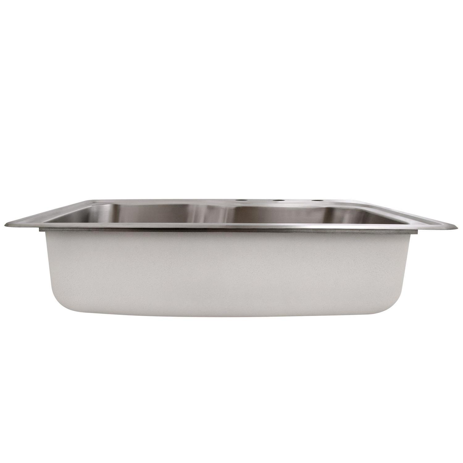 Design House Single Bowl Kitchen Sink in Stainless Steel， 33-Inch