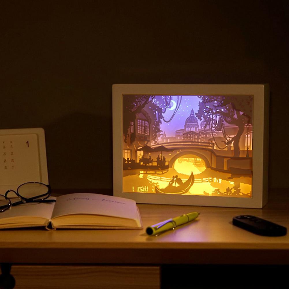 Carving Night Lights，Papercut Light Box 3D LED Paper Carving Lamp Papercut Light Box Masterfully Created