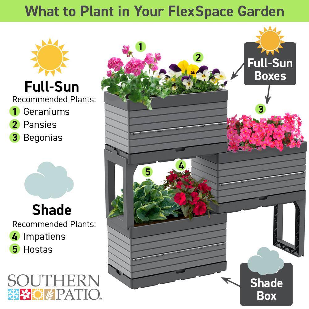 Southern Patio FlexSpace 22 in. x 11 in. x 13 in. Gray Resin Modular Raised Garden Bed HDR-076650