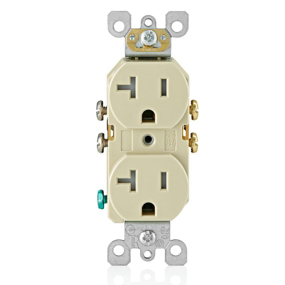 Leviton 20 Amp Residential Grade Self Grounding Tamper Resistant Duplex Outlet Ivory R51-T5820-0IS