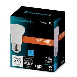 EcoSmart 40-Watt Equivalent R16 CEC Dimmable LED Light Bulb 2700K (1-Bulb) A20R1640WT20101