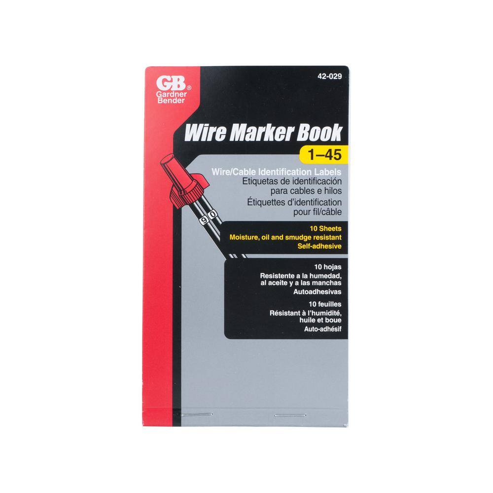 Gardner Bender Wire Marker Booklet Numbers 1-45 42-029