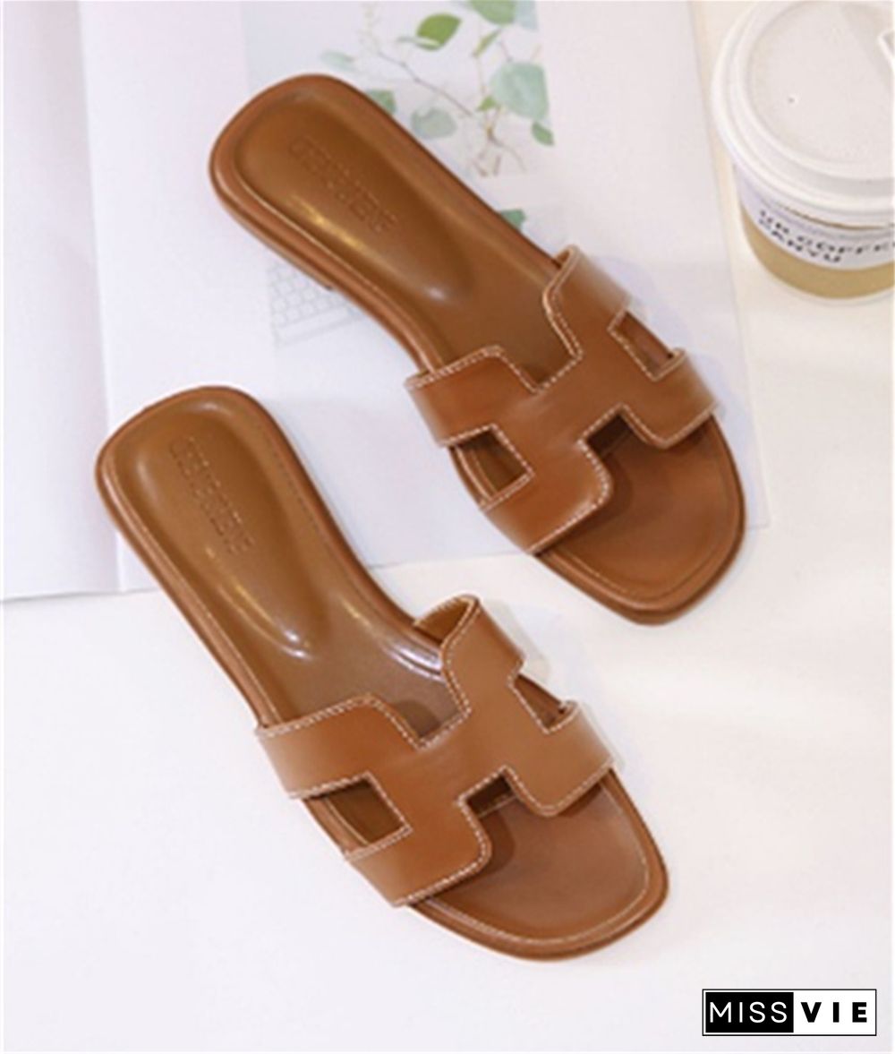 Retro Thin Open Toe Plus Size Beach Flat Sandals