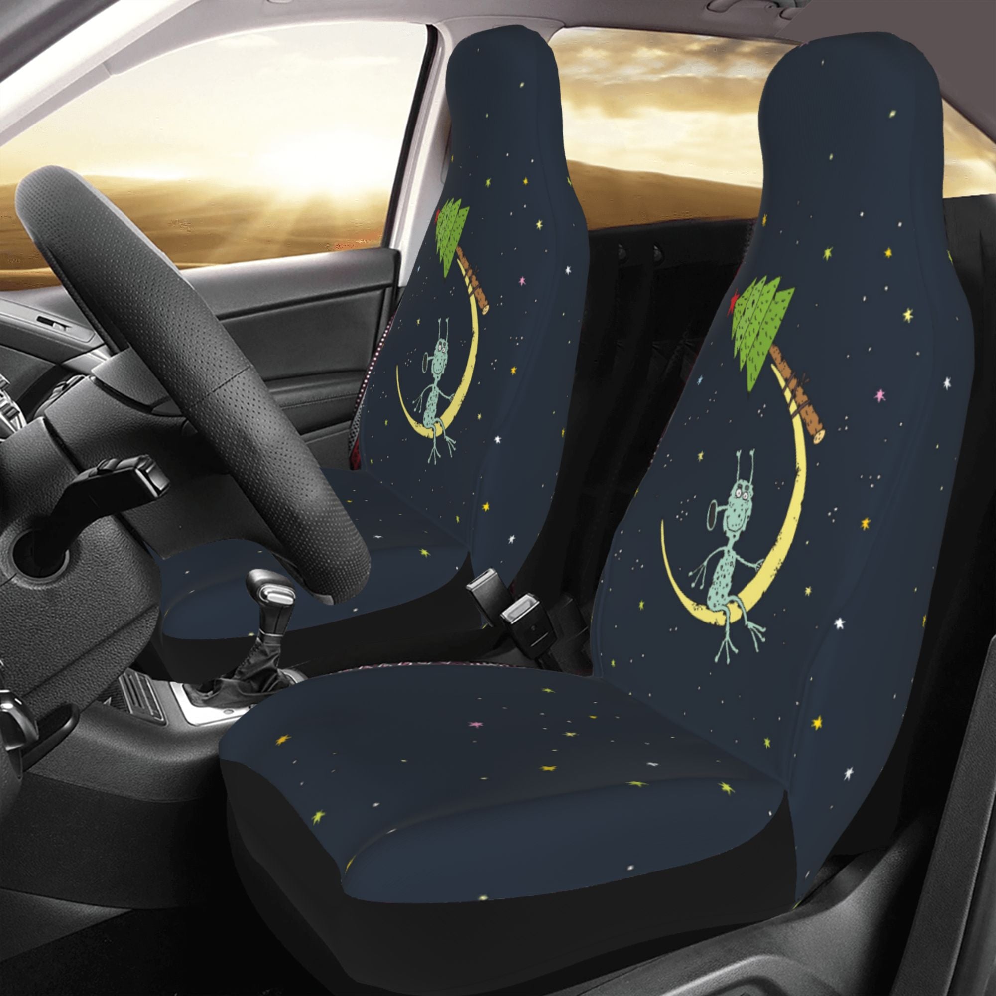 ZICANCN Car Seat Cover Moon Christmas Tree Alien Car Front Seat Covers Protectors ， Automotive Seat Covers for Cars Trucks Suv