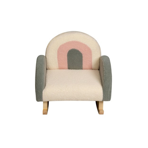 Upholstered Rocking Kids x27 Chair White pink gray Gift Mark