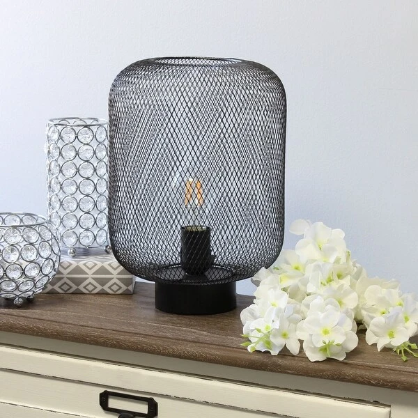 Simple Designs Metal Mesh Industrial Table Lamp - 8.5