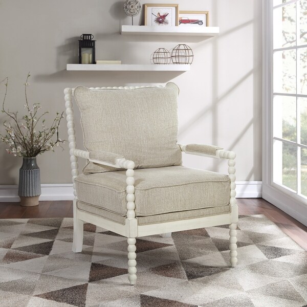 Kaylee Spindle Chair in Fabric with White Frame