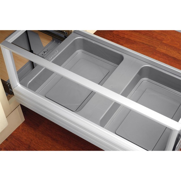 Rev a shelf 5149 Series Double Aluminum Pull out Kitchen Waste Containers With Soft Open And Close Slides