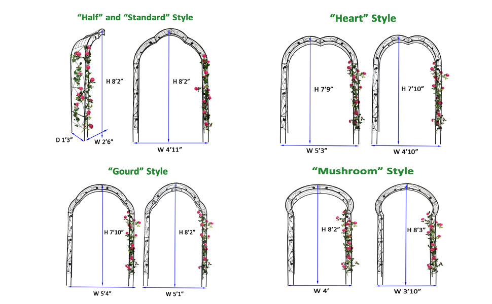 BAOERRS Metal Garden Arch Assemble Freely with 8 Styles Garden Arbor Trellis Climbing Plants Support Rose Arch Outdoor Arch Wedding Arch Party Events Archway Black