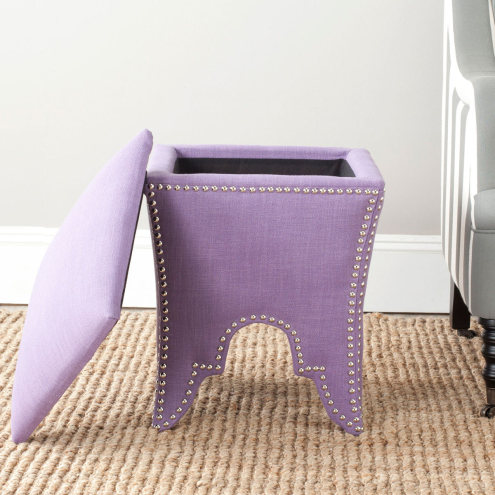 Rita Ottoman  Silver Nail Heads Lavender   Contemporary   Footstools And Ottomans   by Rustic Home Furniture Deco  Houzz