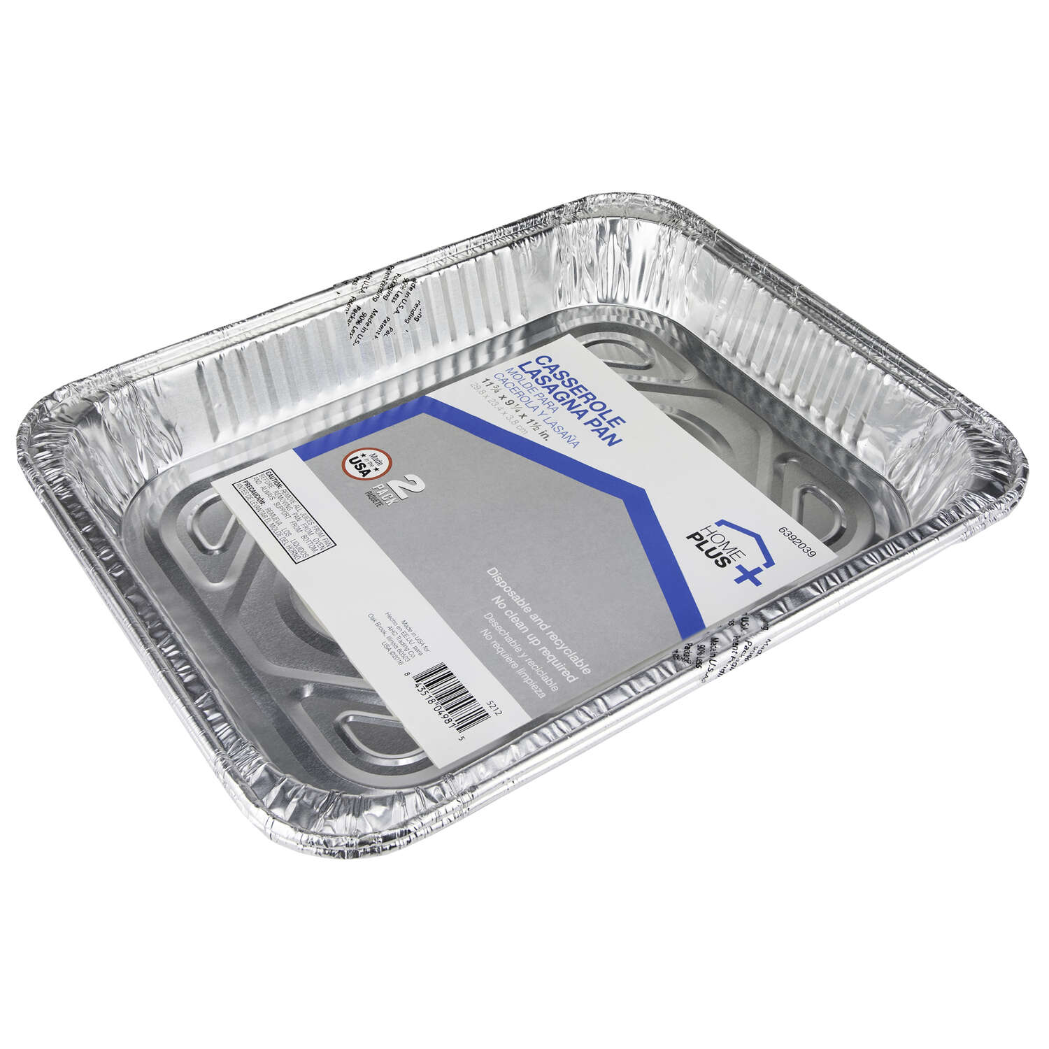 Home Plus Durable Foil 9-1/4 in. W X 11-3/4 in. L Casserole Lasagna Pan Silver 2 pc