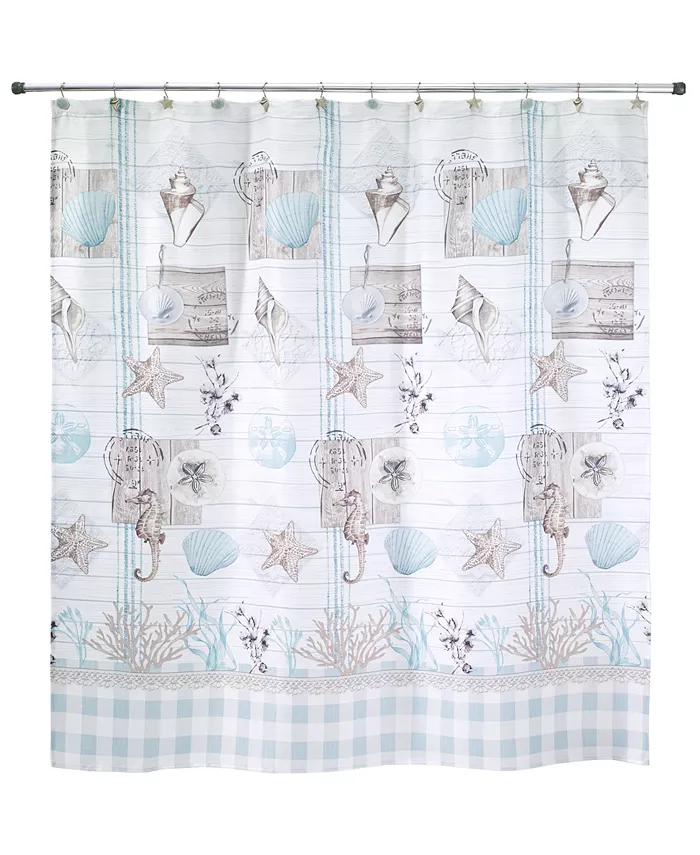 Avanti Farmhouse Shell Printed Shower Curtain 72 x 72