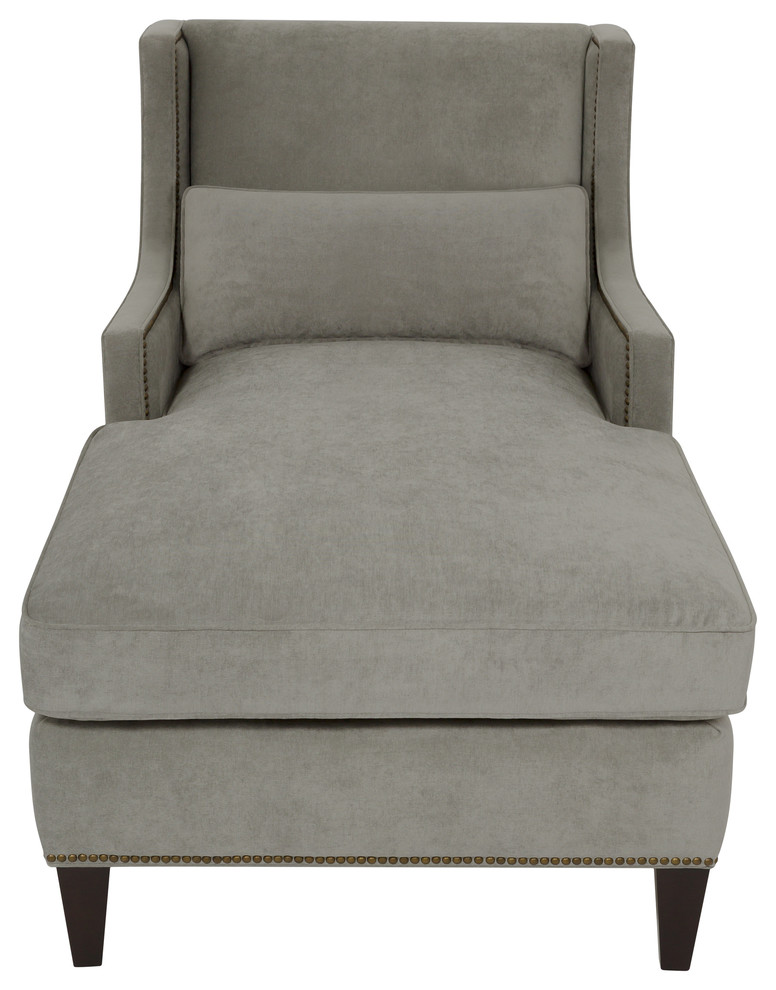 Vitali Gray Velvet Chaise   Transitional   Indoor Chaise Lounge Chairs   by Safavieh  Houzz