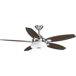 Progress Lighting Graceful Collection 54 in. LED Indoor Polished Chrome Modern Ceiling Fan with Light Kit and Remote P2544-1530K