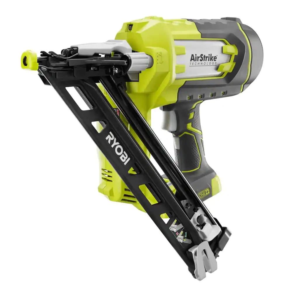 Ryobi ONE+ 18V Lithium-Ion Cordless AirStrike 15-Gauge Angled Finish Nailer (Tool Only) With Sample Nails