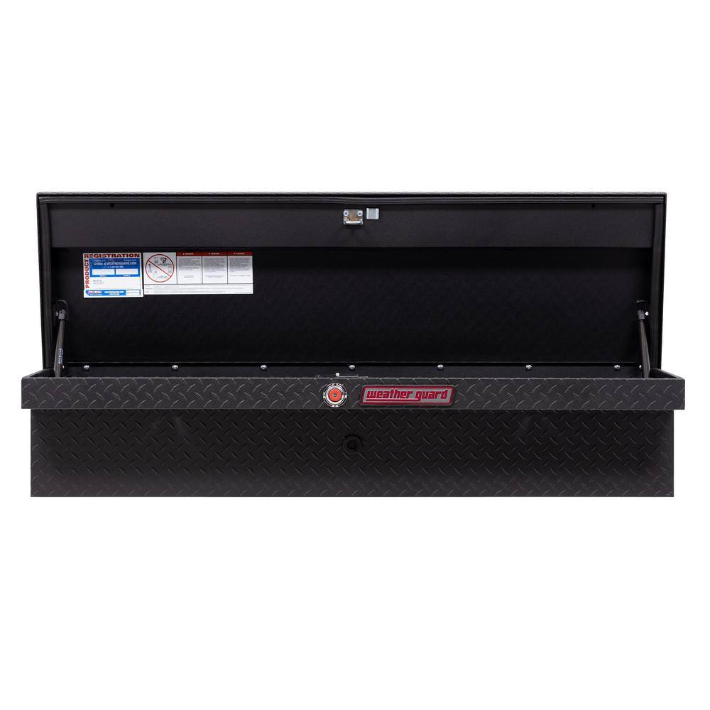 Weather Guard 56 in. Matte Black Aluminum Low Profile Long Lo-Side Truck Tool Box 178-52-03