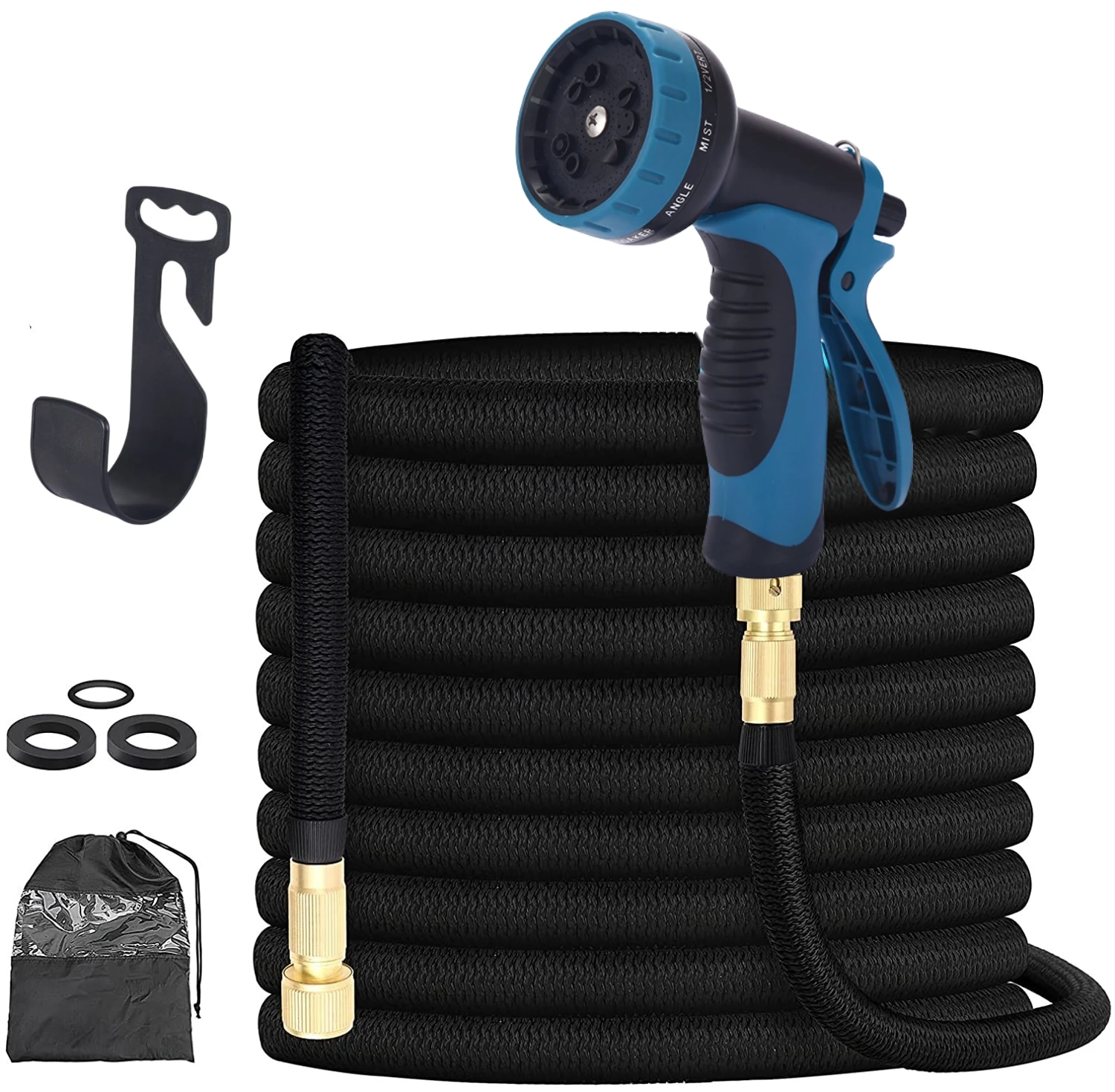 3300D Black Expandable Garden Hose for Watering   Irrigation System Supplies with double Latex Inner Tube