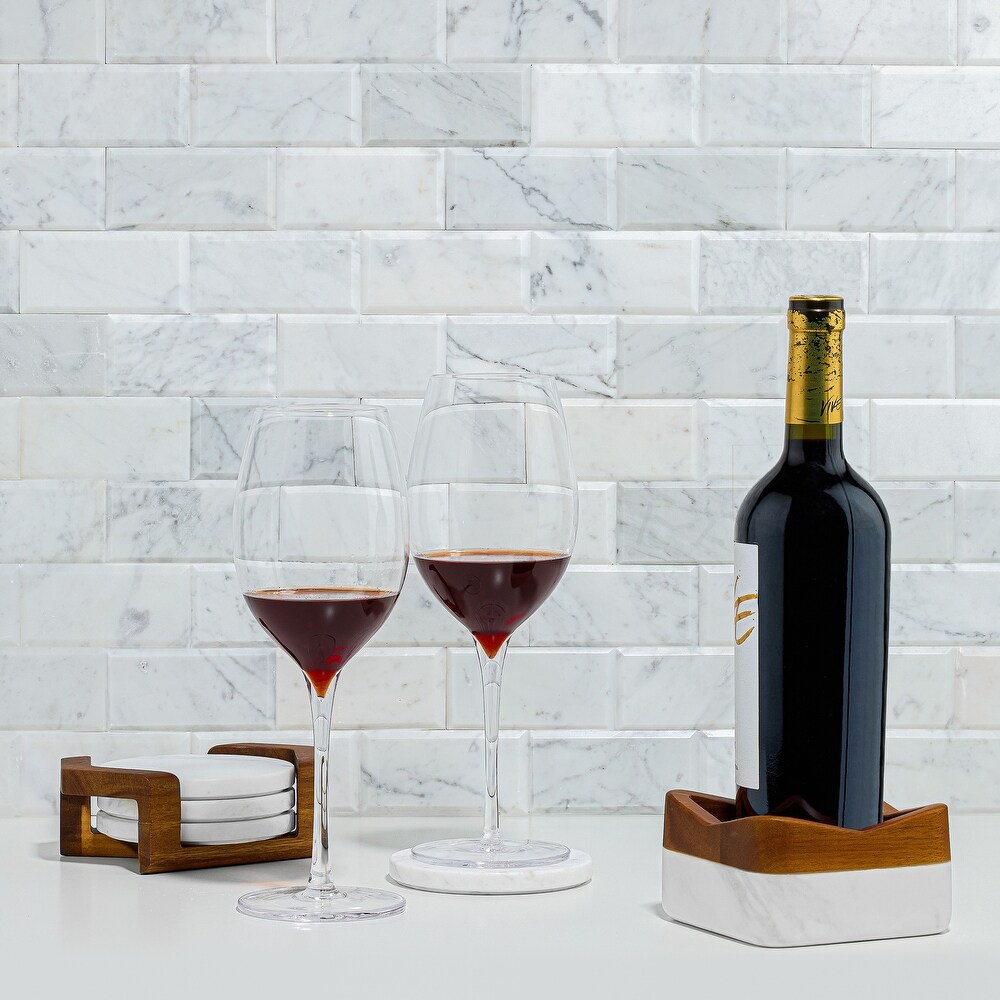 Nambe Chevron Coaster 4 Piece Set with Holder
