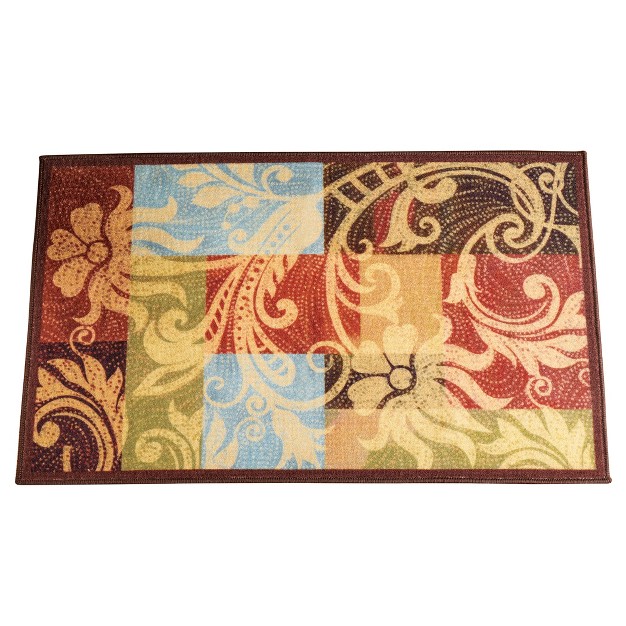 Collections Etc Colorblock Leaf Design Rug