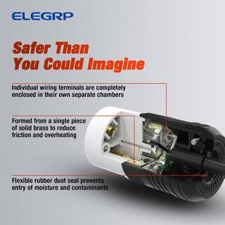 ELEGRP 30 Amp 125-Volt250-Volt NEMA L14-30R Locking Connector Industrial Grade Grounding Heavy Duty BlackWhite L1430C