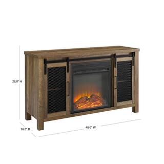 Walker Edison Furniture Company 48 in. Rustic Oak Composite TV Stand 52 in. with Electric Fireplace HD48FPSMDRO