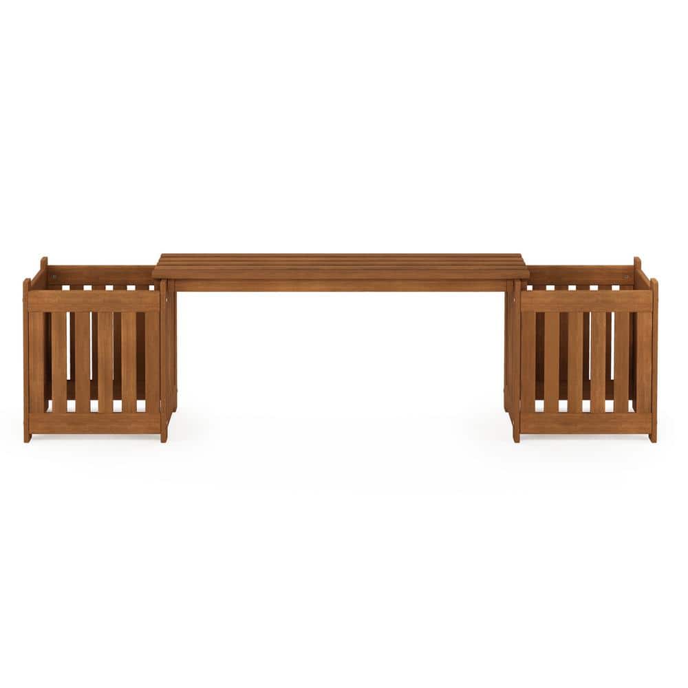 Furinno Tioman Hardwood Outdoor Lifestyle Planter Box with Seater FG19455