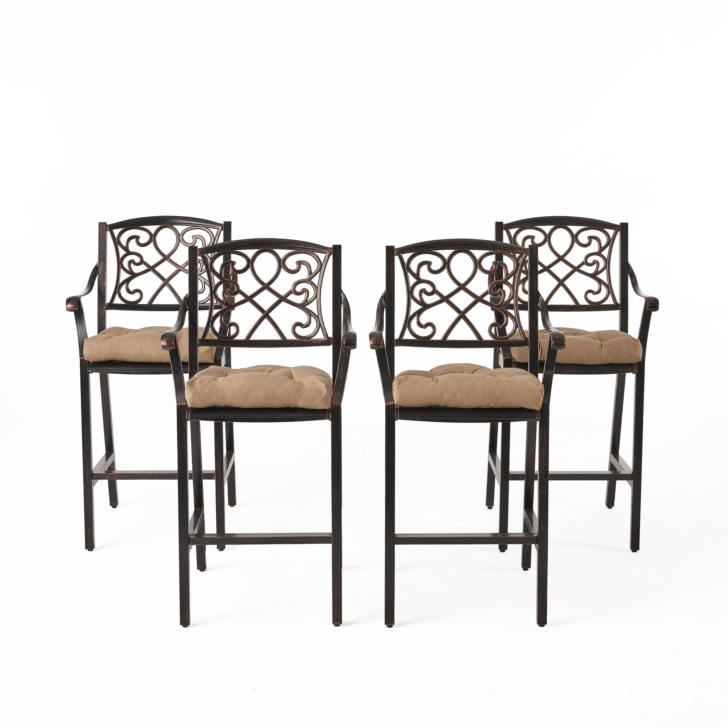 Mariella Outdoor Barstool with Cushion (Set of 4)