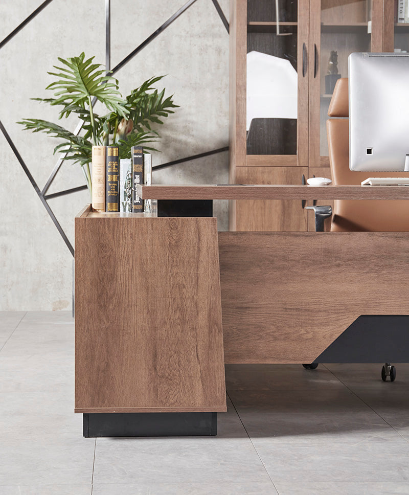 SUTTON Executive Desk with Right Return 1.8M - 2.0M - Warm Oak & Black