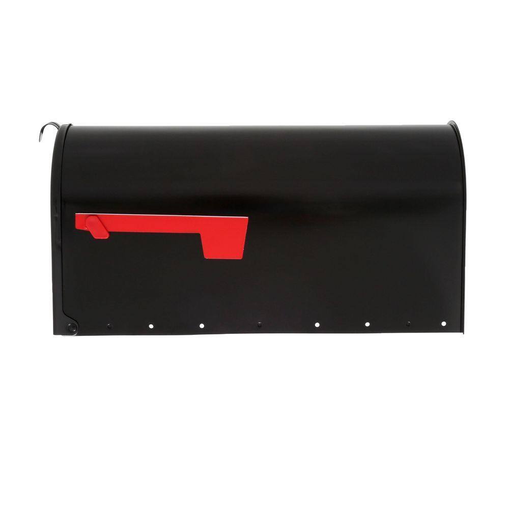 Architectural Mailboxes Elite Black Large Steel Post Mount Mailbox E1600BAM