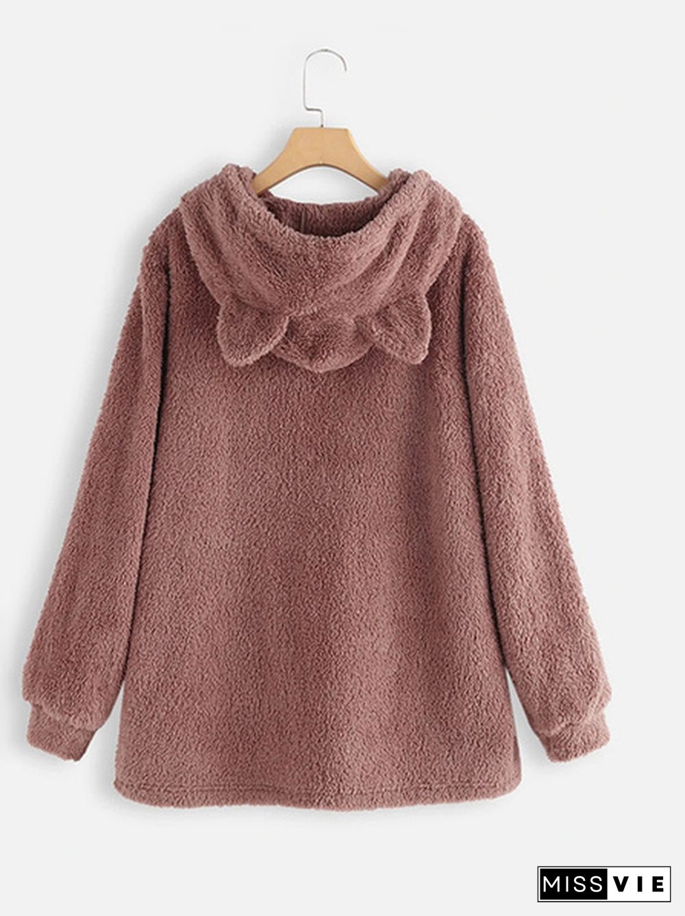 Plus Size Double-Sided Plush Long-Sleeve Hoodie