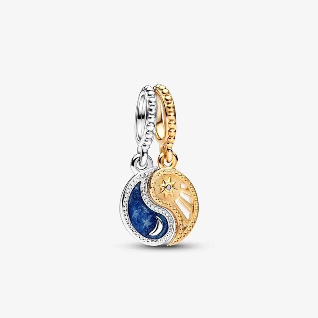 PANDORA  Two-tone Splittable Sun & Moon Dangle Charm