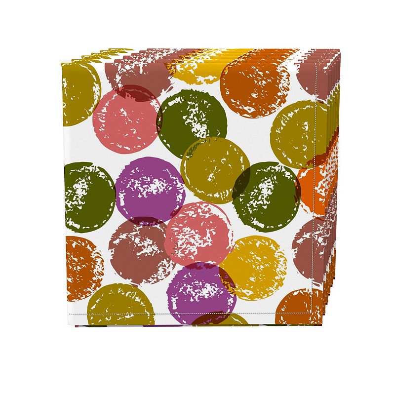 Napkin Set of 4， 100% Cotton， 20x20， Colorful Dot Stamps