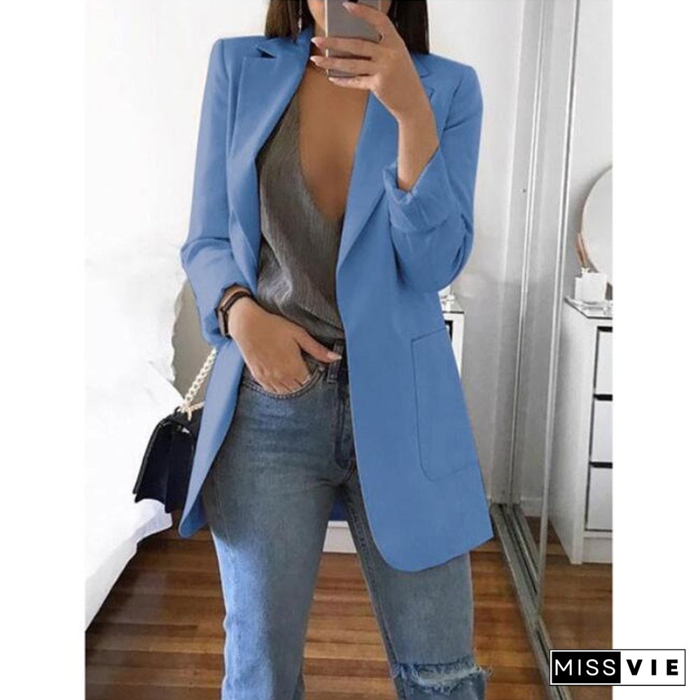 Blazer Women Jackets Summer Ladies Female Coats 5Xl Casual Fashion Basic Notched Slim Solid Office Ladies Outwear Loose New