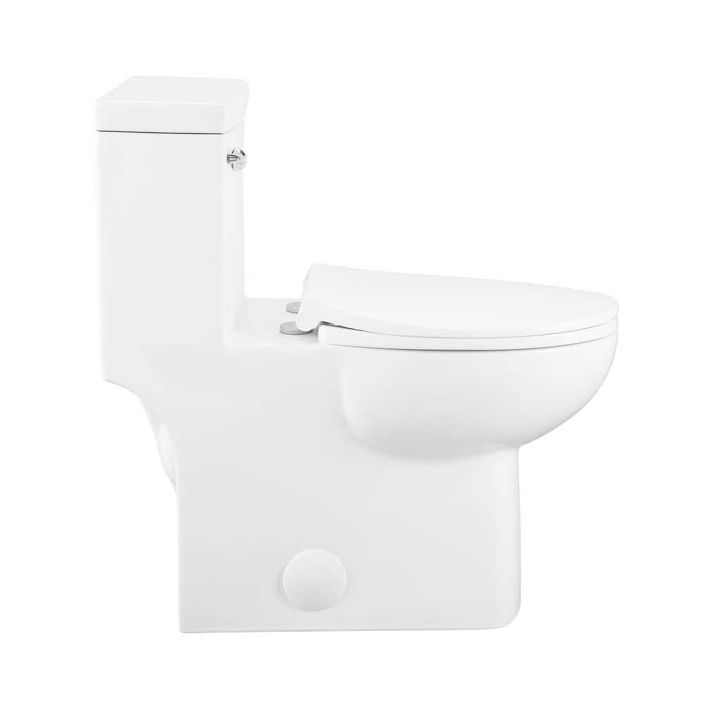 Swiss Madison Classe 1Piece 128 GPF Single Flush Handle Elongated Toilet in White Seat Included