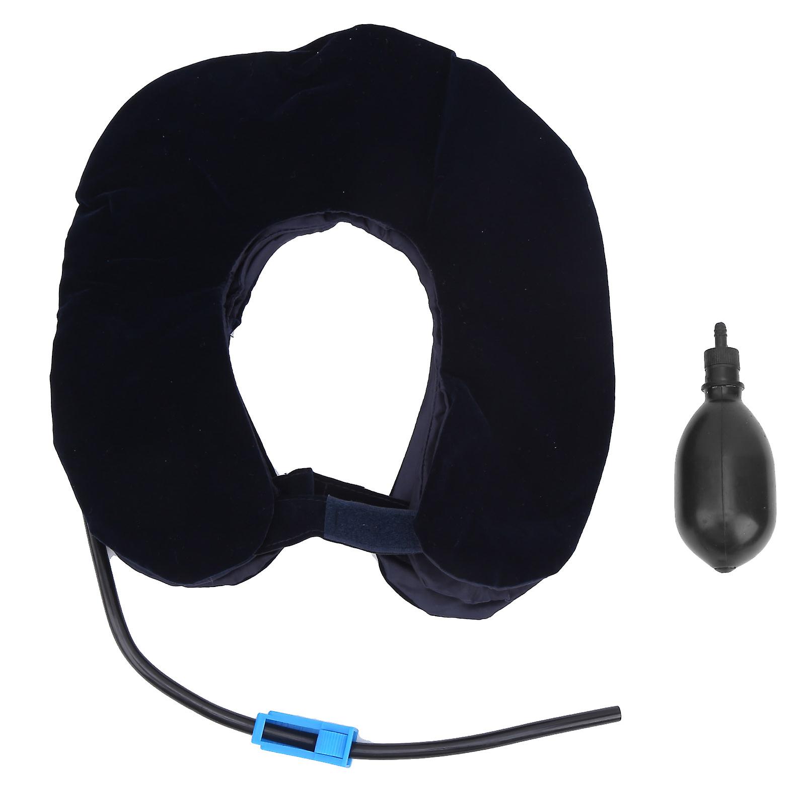 Inflatable 3 Layers Cervical Neck Traction Device Pain Relief Adjustable Neck Stretcherdark Blue