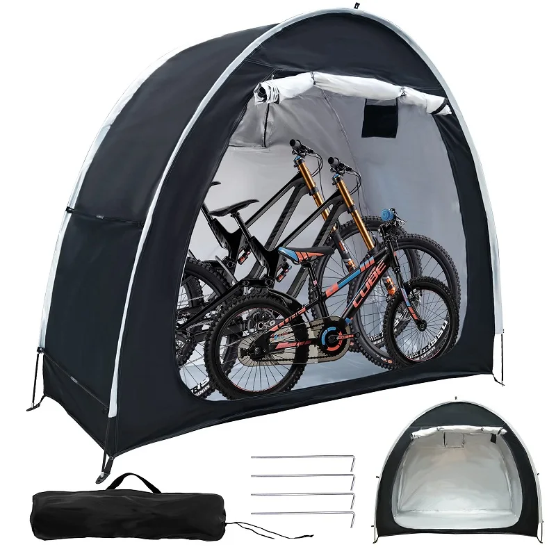 Bike Tent Waterproof 210D Oxford Fabric Outdoor Bicycle Cover Shelter with Window Design Bike Storage Tent for Home Garden