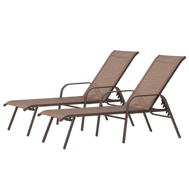 2pc Outdoor Adjustable Chaise Lounge Chairs Brown Crestlive Products