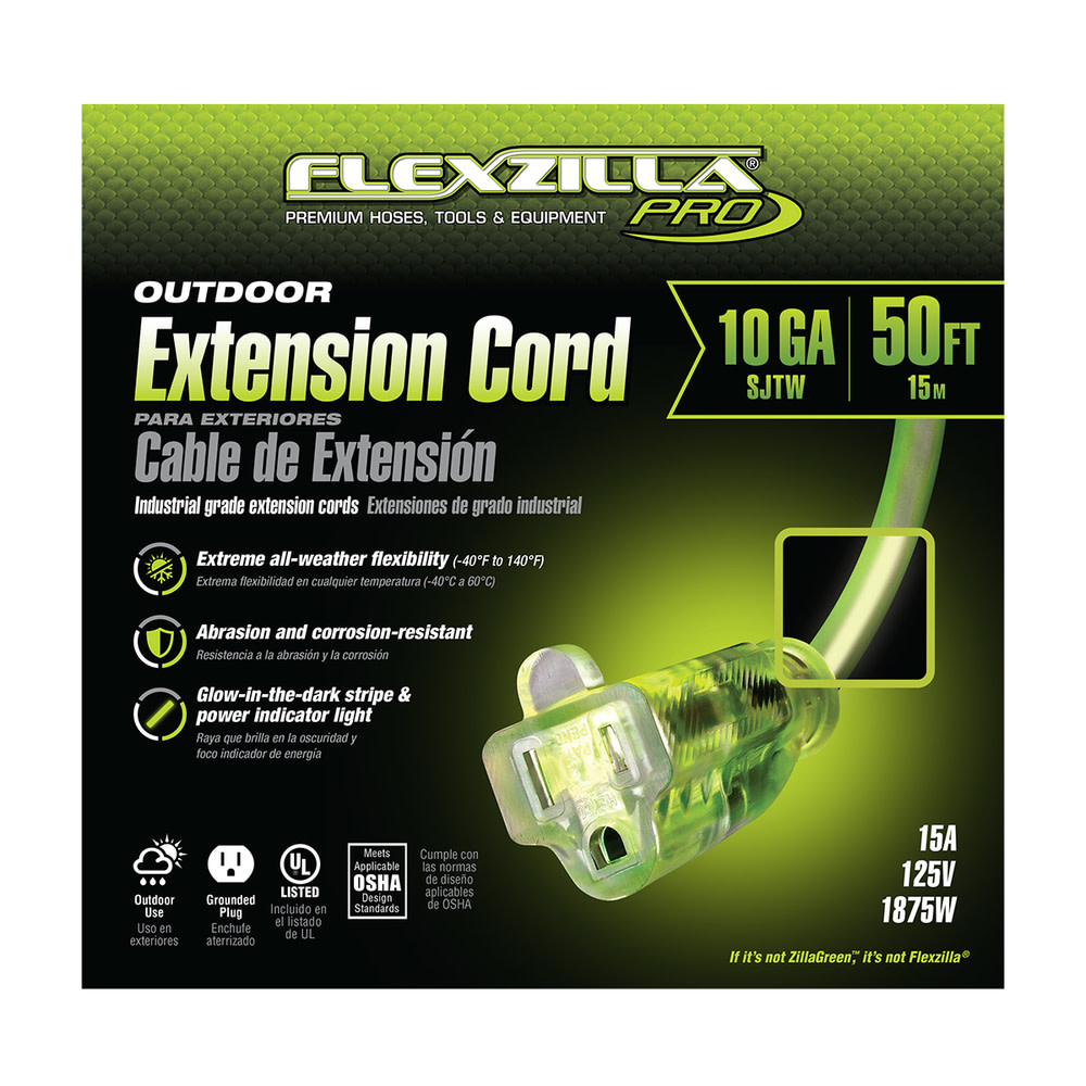 50 ft. Flexzilla® Pro Extension Cord， 10/3 AWG ;