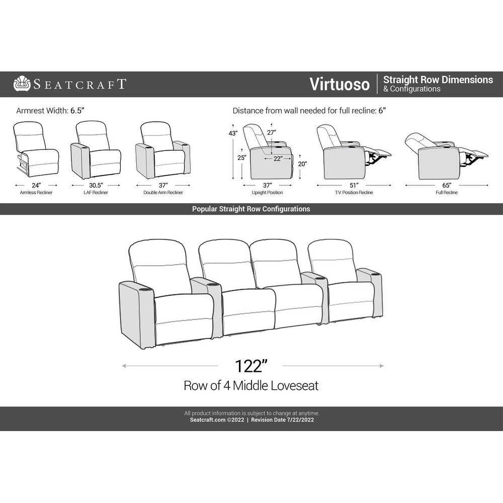 Seatcraft Virtuoso Heat   Massage Power Home Theater Seats