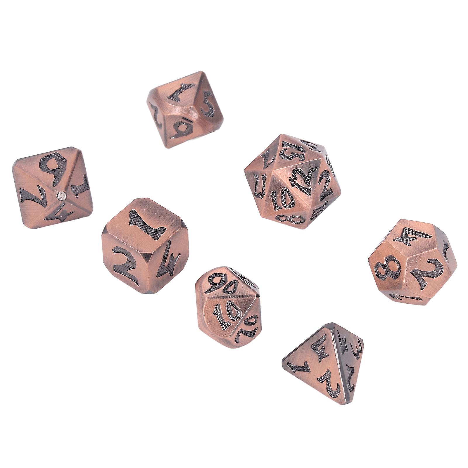 7pcs Polyhedral Dice Set Durable Coating Shiny Bronze Flexible Rolling Clear Number Board Game Dice