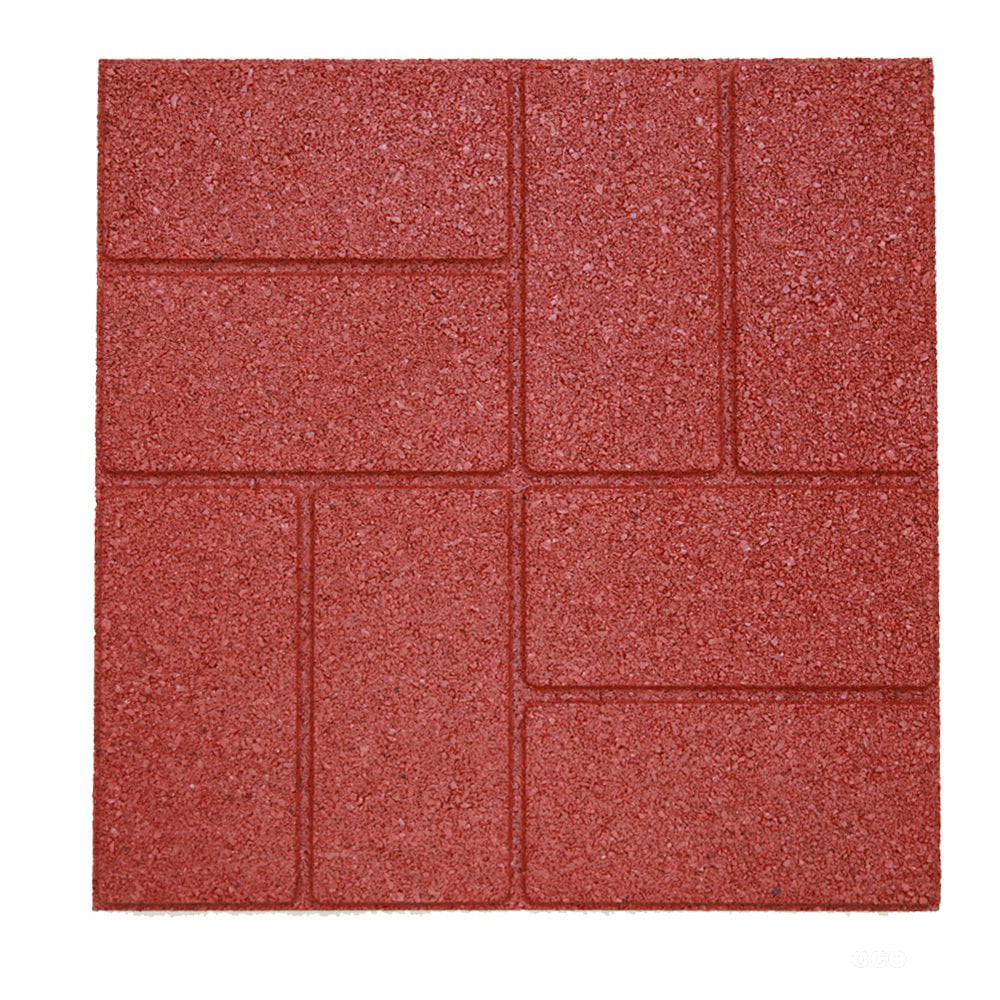 RevTime Dual-Side Garden Rubber Paver 16"x16" for Patio Paver, Step Stone and Walk Way, Safety Rubber Tile Red (Pack of 6) Flooring Materials