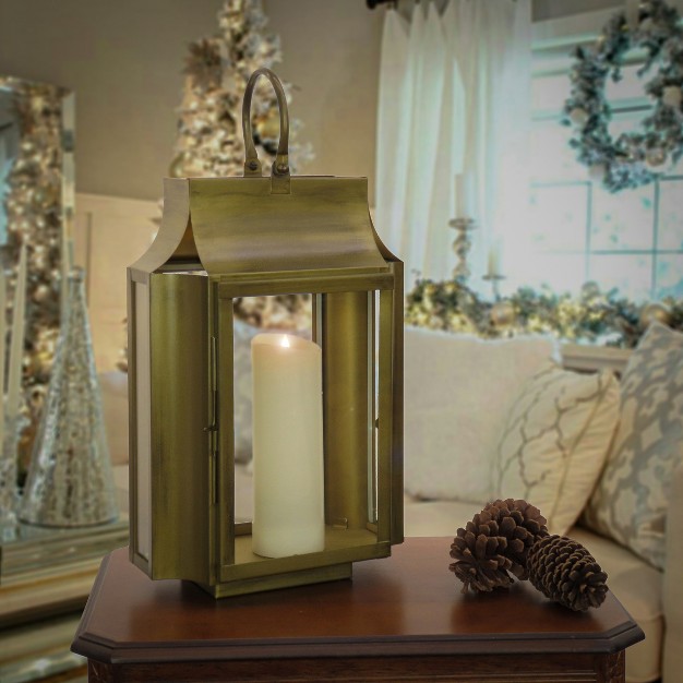 Hgtv Home Collection Slim Lantern Christmas Themed Home Decor Medium Gold 22 In