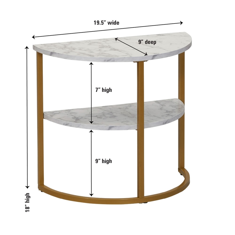 Half Moon Side End Table with Storage Shelf