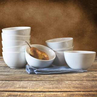 Tabletops Gallery 22 fl. oz. White Round Stoneware Cereal Bowls (Set of 10) TTU-P7233-EC