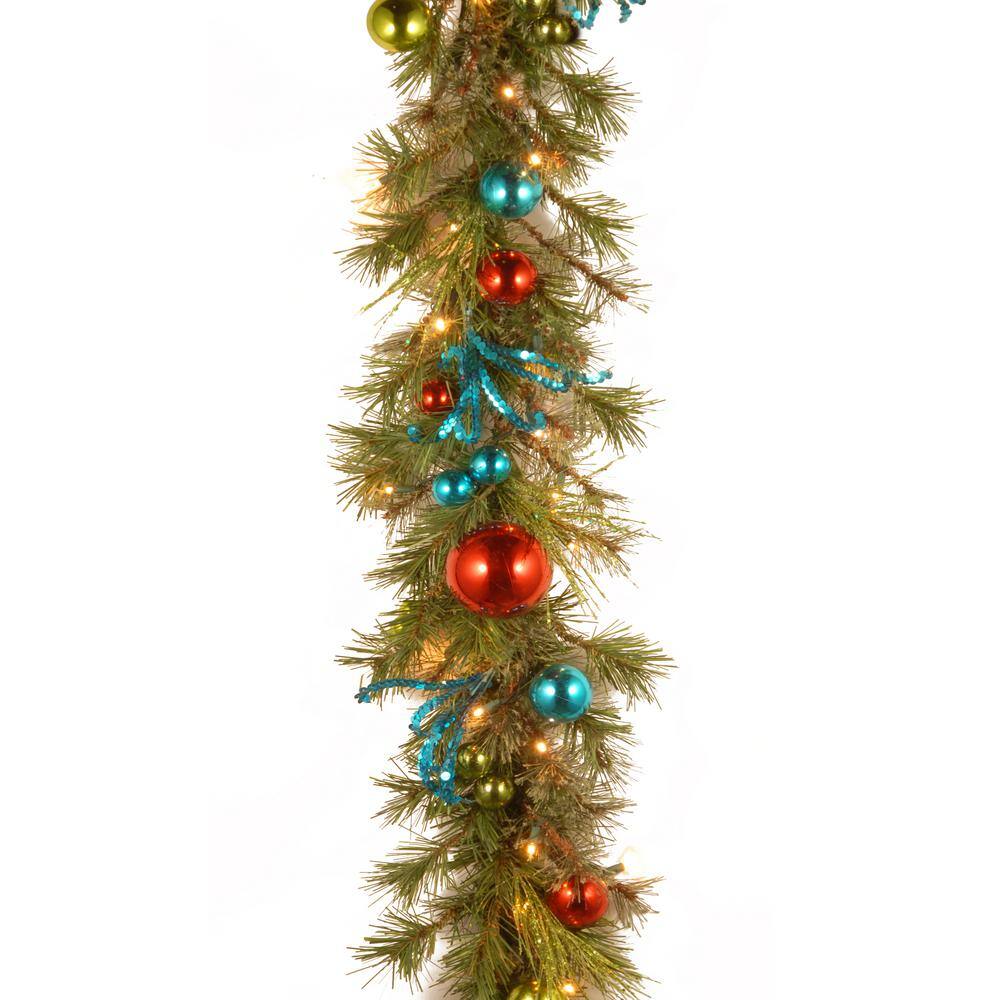 Decorative Collection 9 ft. Retro Garland with Battery Operated Warm White LED Lights DC13-141-9CB-1