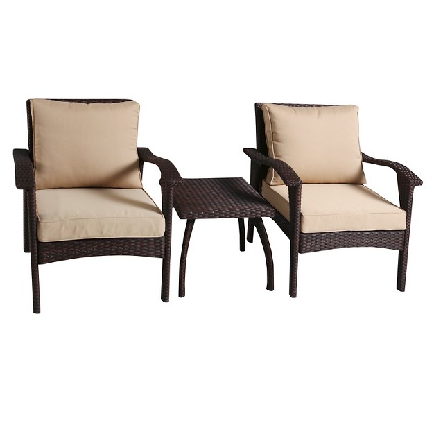 Honolulu 3pc Wicker Patio Chat Set With Cushions Brown Christopher Knight Home